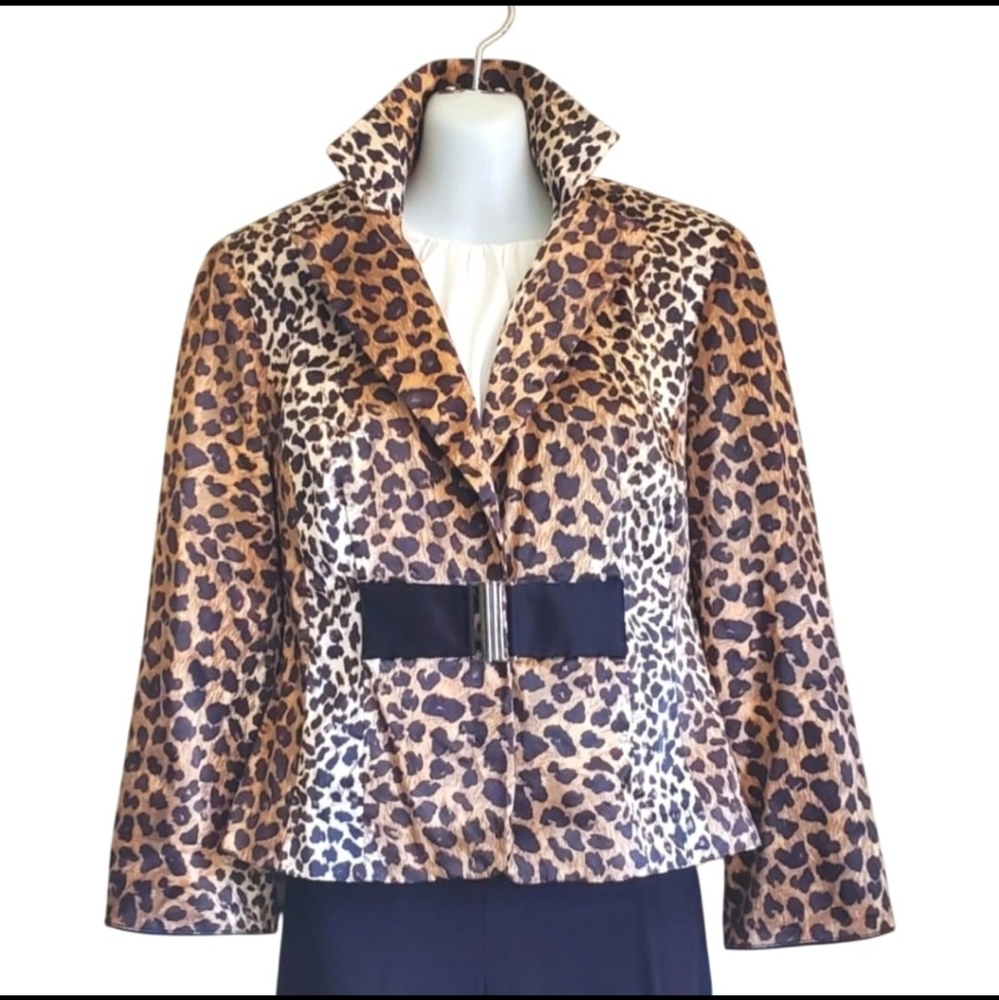 Joseph Ribkoff Leopard Animal Print Blazer Jacket Retro size 12